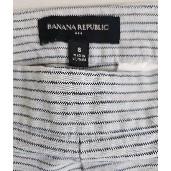 Banana Republic Factory~Woman Sz. 8~Gray/Blue Stripes Button Sides Shorts Cotton - Picture 7 of 9